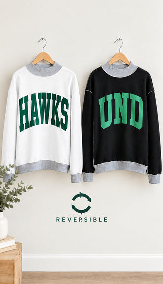 UND Hawks Reversible Oversized Sweatshirt- (Black/Green UND)
