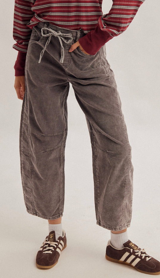 Corduroy Barrel Pants- Ash Brown