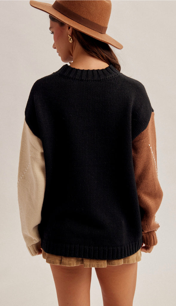 Lennox Argyle Pattern Sweater- Black Multi