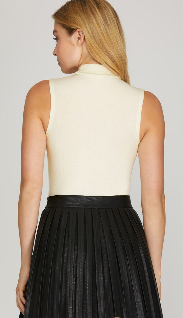 Blith Sleeveless Mock Neck Bodysuit- Black
