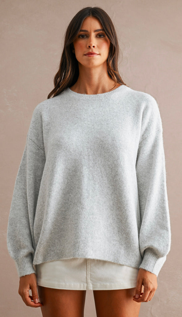 Three Bows Open Back Sweater- Oatmeal
