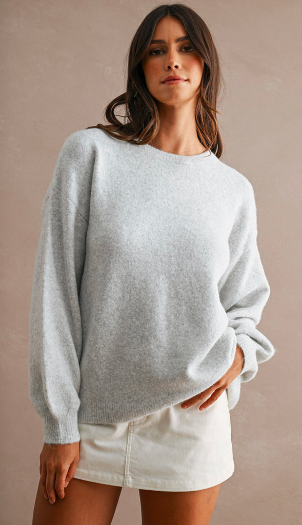 Three Bows Open Back Sweater- Oatmeal