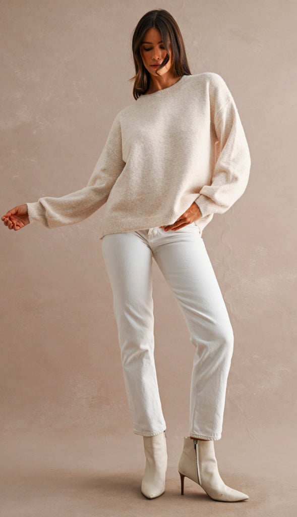 Three Bows Open Back Sweater- Heather Grey