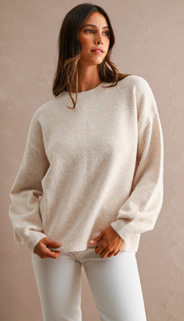 Three Bows Open Back Sweater- Heather Grey