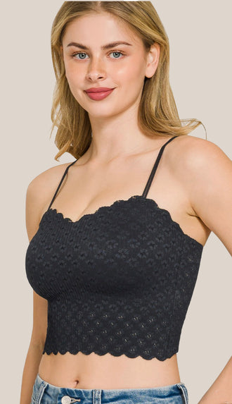 Seamless Lace Bralette With Bra Pads