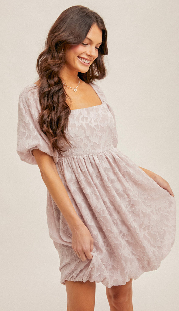 My Moment Square Neck Bubble Dress- White