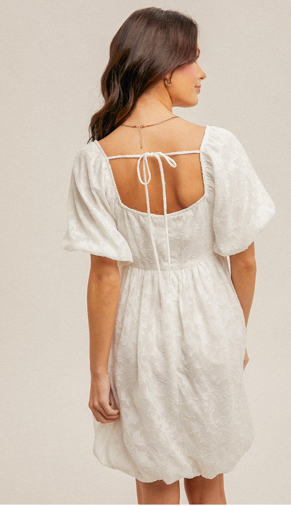 My Moment Square Neck Bubble Dress- White