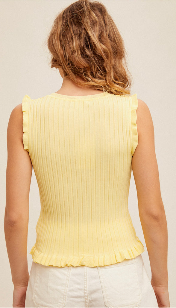 Ribbed Frill Tank- Tomato