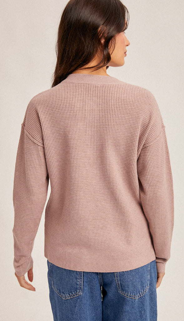 Klara Waffle Sweater Knit- Creamy Olive