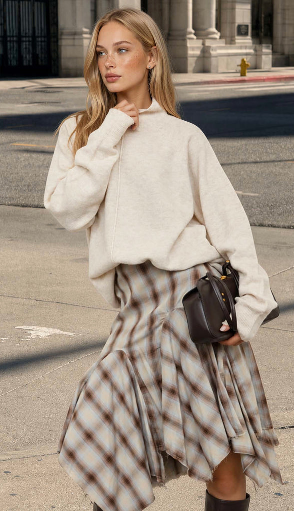 Evie Center Seam Mock Neck Relaxed Sweater (4 colors!)