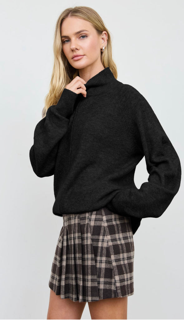 Evie Center Seam Mock Neck Relaxed Sweater (4 colors!)