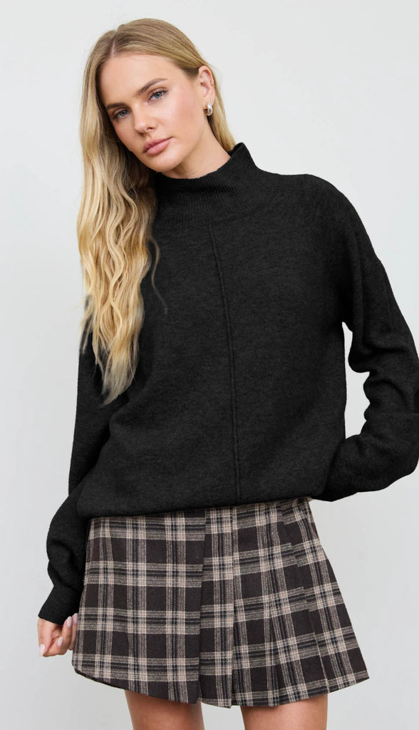 Evie Center Seam Mock Neck Relaxed Sweater (4 colors!)