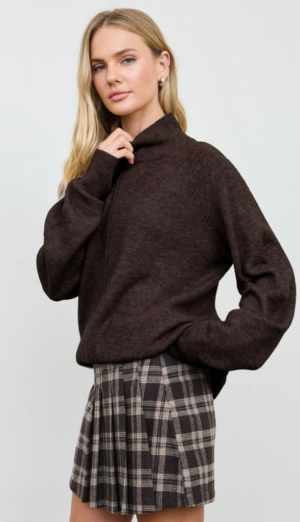 Evie Center Seam Mock Neck Relaxed Sweater (4 colors!)
