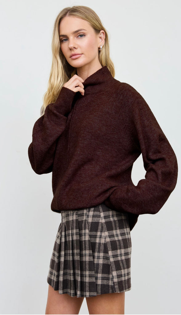 Evie Center Seam Mock Neck Relaxed Sweater (4 colors!)