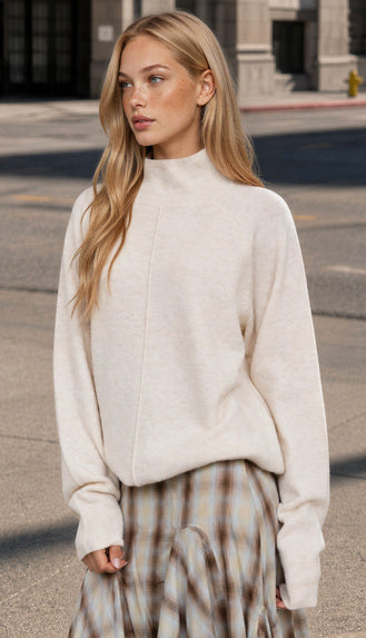 Evie Center Seam Mock Neck Relaxed Sweater (4 colors!)