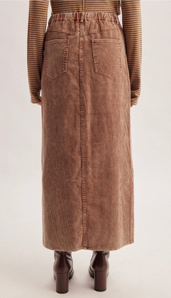 Snow Wash Corduroy Maxi Skirt- Coffee