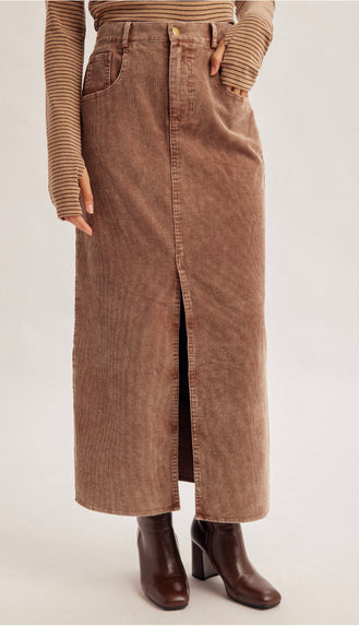 Snow Wash Corduroy Maxi Skirt- Coffee