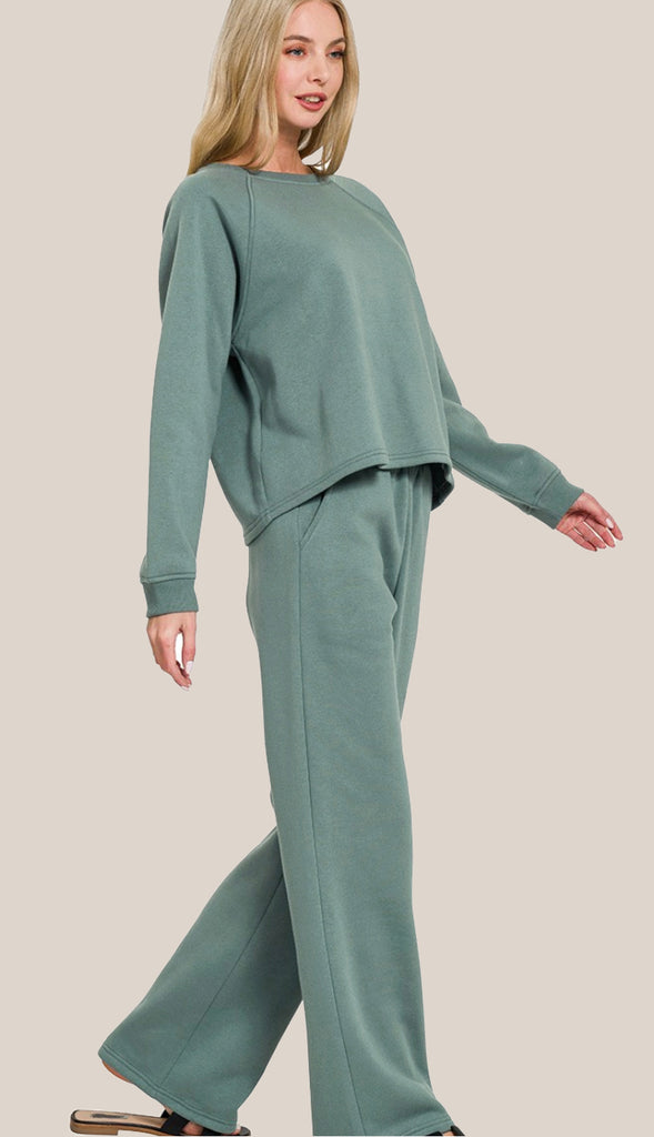 In My Cozy Era Fleece Pullover And Sweatpant Set- Beige