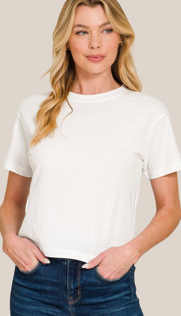 Soft Cotton Short Sleeve Cropped T-Shirt
