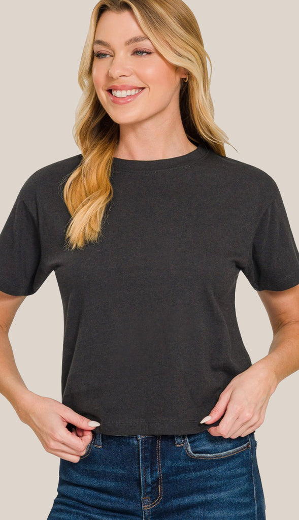 Soft Cotton Short Sleeve Cropped T-Shirt