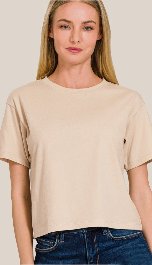 Soft Cotton Short Sleeve Cropped T-Shirt