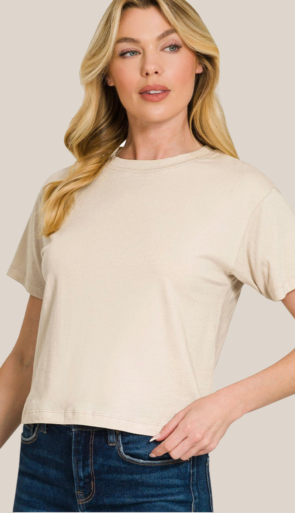 Soft Cotton Short Sleeve Cropped T-Shirt