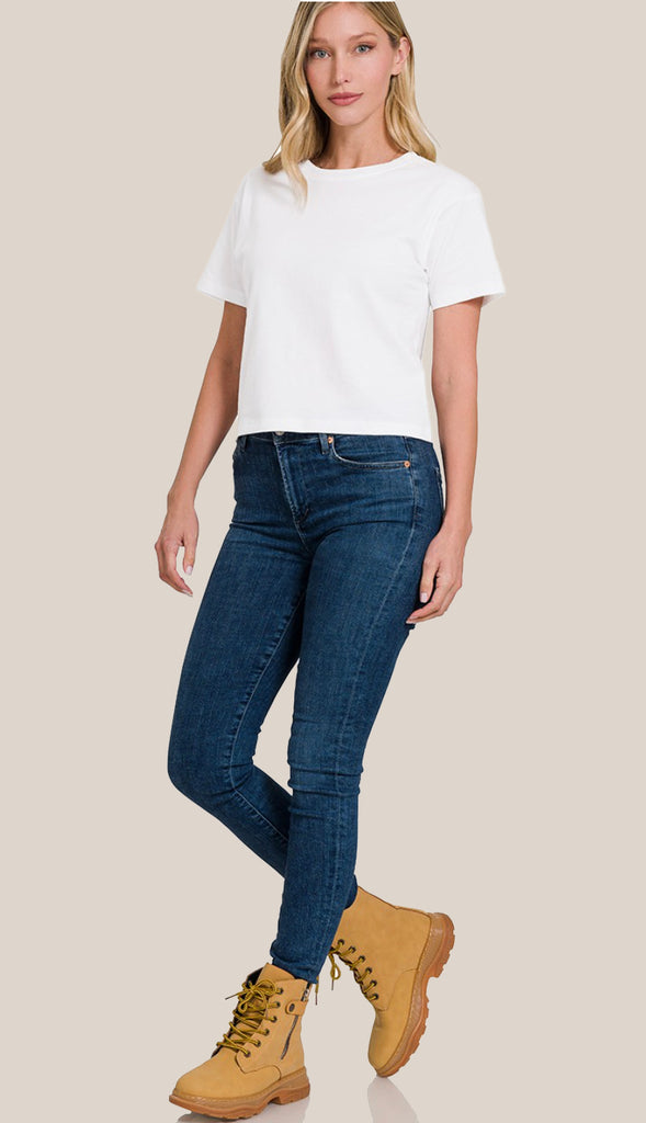 Soft Cotton Short Sleeve Cropped T-Shirt