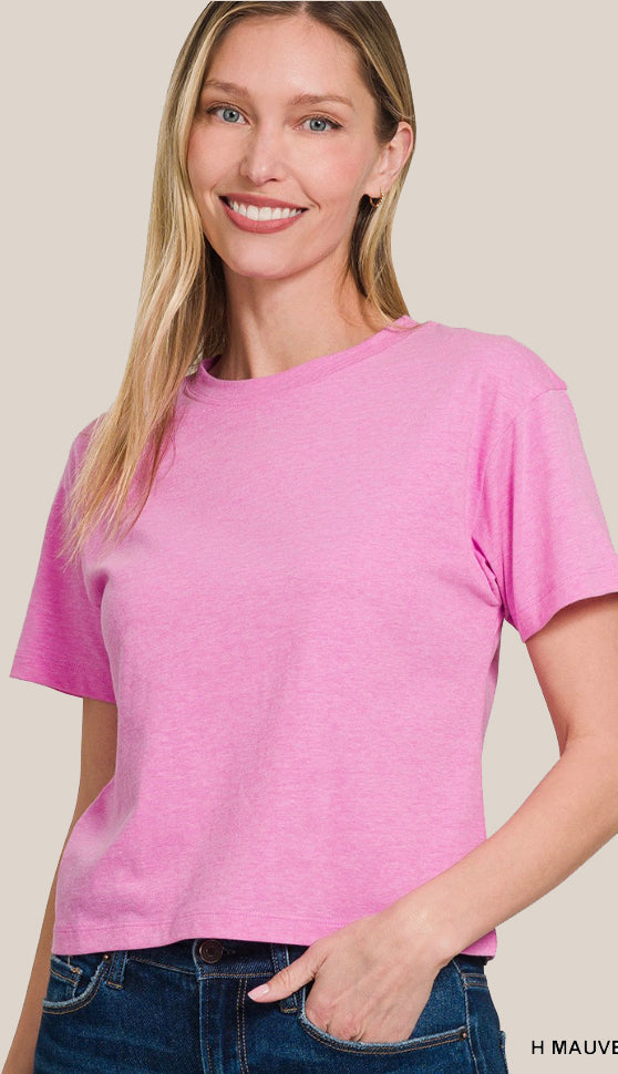 Soft Cotton Short Sleeve Cropped T-Shirt
