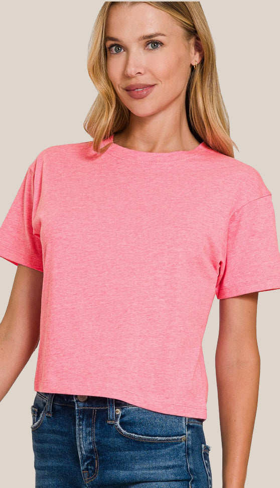 Soft Cotton Short Sleeve Cropped T-Shirt