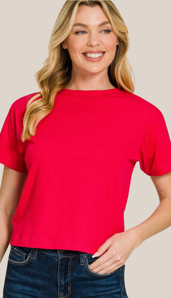 Soft Cotton Short Sleeve Cropped T-Shirt