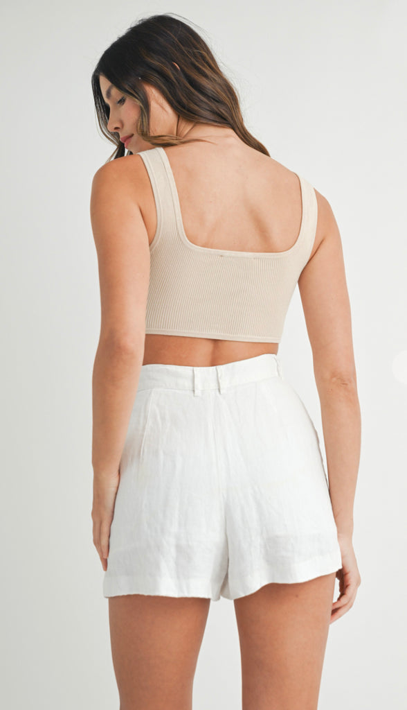 Ribbed Cutout Bodysuit- Off White
