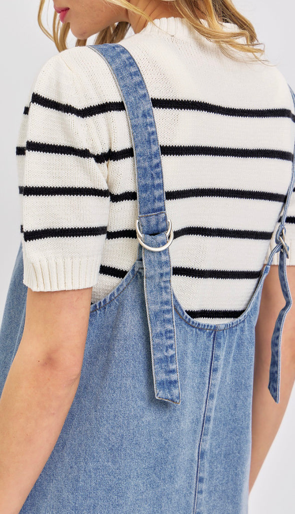 Overall Denim Dress- Light Wash Denim