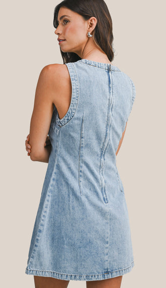 Langley Denim Mini Dress- Lt Denim
