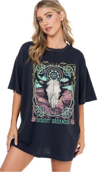 Desert Dreamer Oversized Graphic- Black