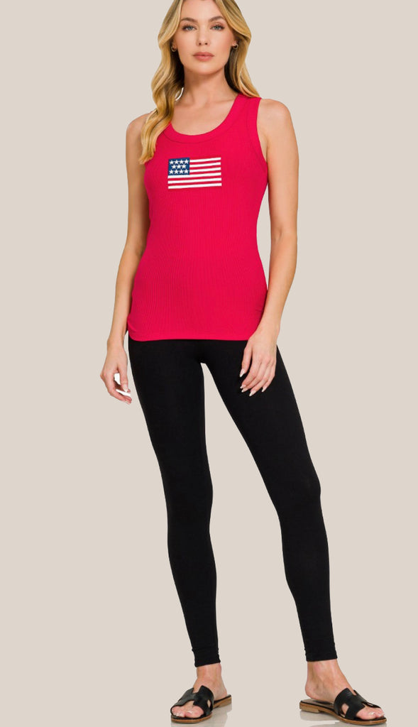 American Flag Ribbed Tank Top