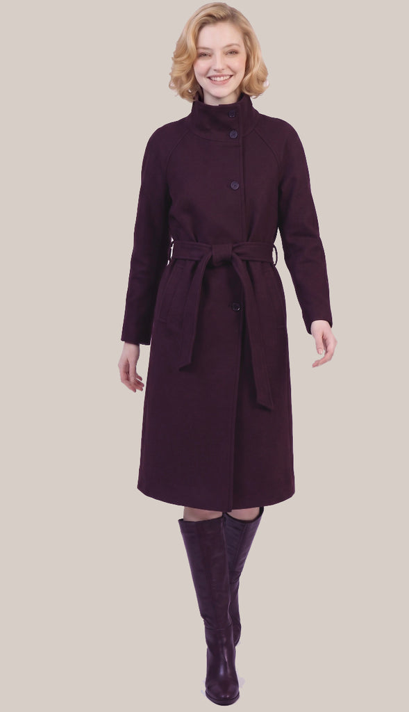 Sarena Funnel Neck Belted Coat- Oatmeal