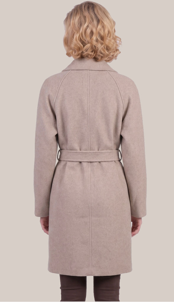 Sarena Funnel Neck Belted Coat- Burgundy