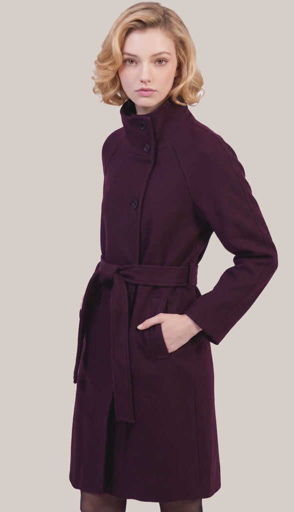 Sarena Funnel Neck Belted Coat- Oatmeal