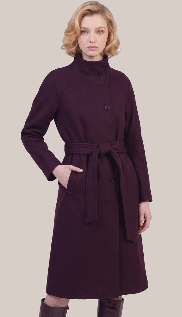 Sarena Funnel Neck Belted Coat- Oatmeal