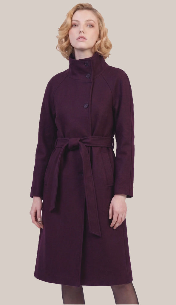 Sarena Funnel Neck Belted Coat- Oatmeal