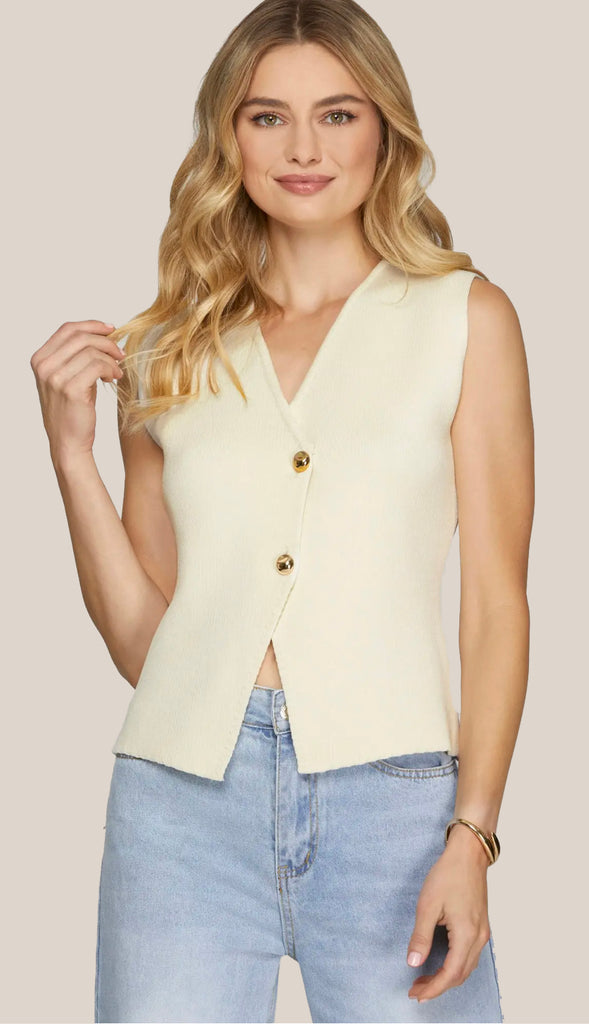 Emily Sleeveless Longline Sweater Vest- Black