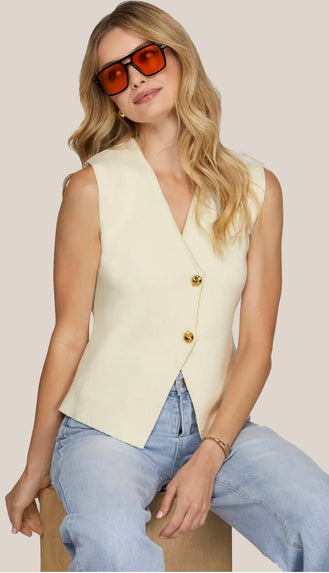 Emily Sleeveless Longline Sweater Vest- Cream