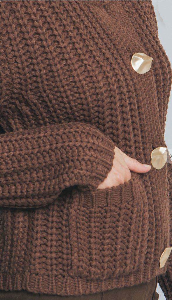 Beth Chunky Knit Cardigan- Black