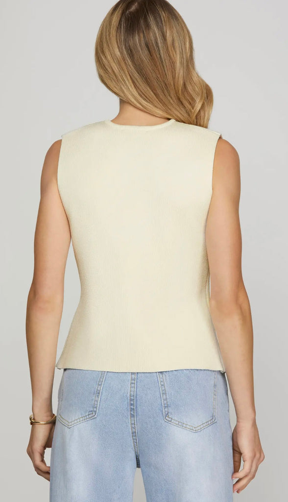 Emily Sleeveless Longline Sweater Vest- Black