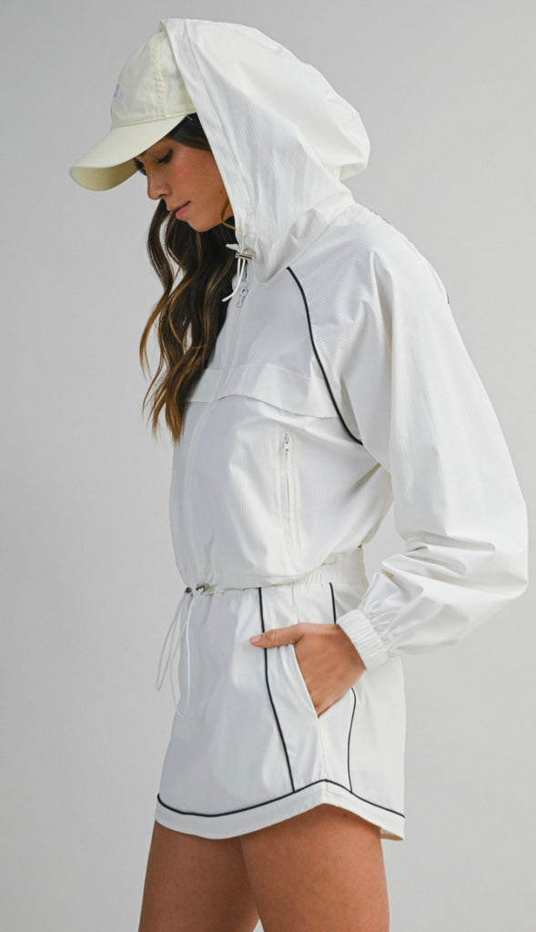 Windbreaker Jacket and Skort Set- Off White