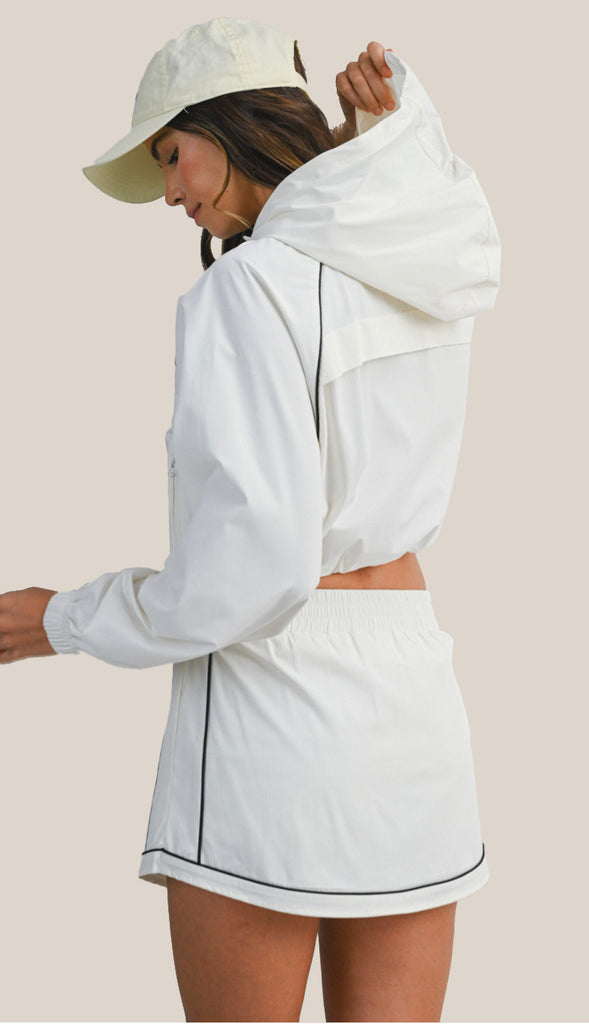 Windbreaker Jacket and Skort Set- Off White