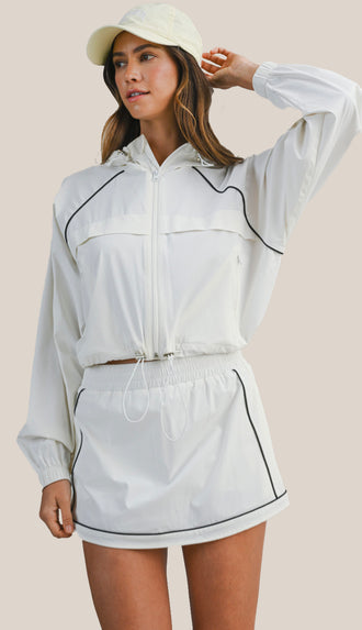 Windbreaker Jacket and Skort Set- Off White