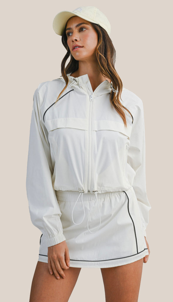 Windbreaker Jacket and Skort Set- Off White