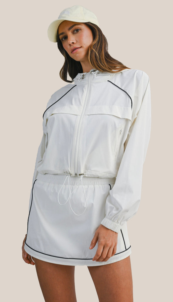 Windbreaker Jacket and Skort Set- Off White