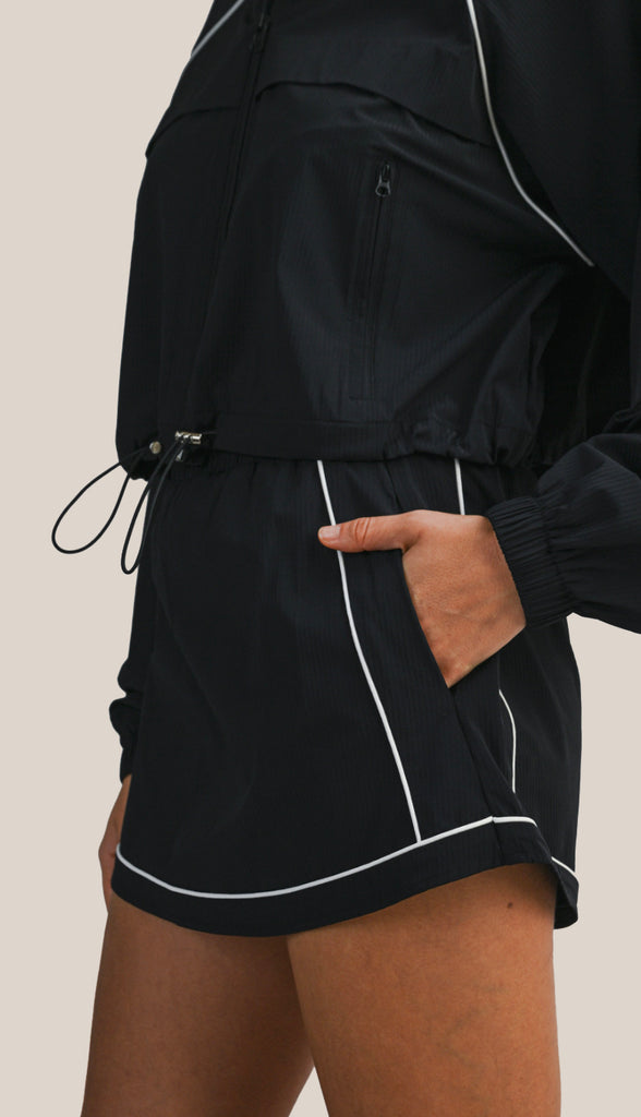 Windbreaker Jacket and Skort Set- Black